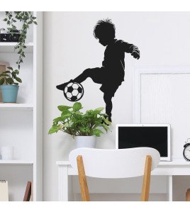 Cool Boy Plays Football Self-adhesive Vinyl Waterproof Bedroom Wall Stickers For Boy - Model Fun-b222