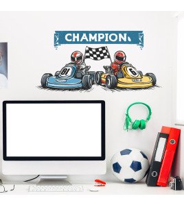 Cool Cartoon Character Racing Cars Removable Waterproof Wall Stickers For Bedroom - Model Fun-b227