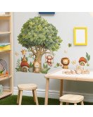 Cartoon Tree Animals Removable Vinyl Waterproof Classroom Kids' Room Decorative Wall Stickers - Model Fun-c133