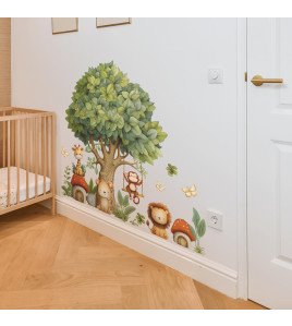 Cartoon Tree Animals Removable Vinyl Waterproof Classroom Kids' Room Decorative Wall Stickers - Model Fun-c133