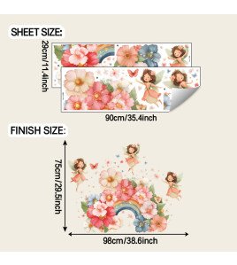 Cartoon Fairy Flower Rainbow Large Size Self-adhesive Girls' Bedroom Living Room Wall Stickers - Model Fun-c149