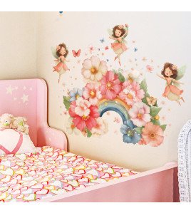 Cartoon Fairy Flower Rainbow Large Size Self-adhesive Girls' Bedroom Living Room Wall Stickers - Model Fun-c149