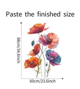 Watercolor Lotus Flower Self-adhesive Waterproof 3d Flower Living Room Wall Stickers - Model Fun-c42