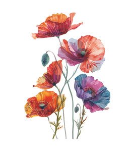 Watercolor Lotus Flower Self-adhesive Waterproof 3d Flower Living Room Wall Stickers - Model Fun-c42