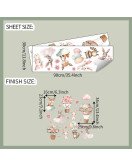 Cartoon Flowers Animals Rabbits Fox Pink Wall Stickers Bedroom Nursery Wall Stickers For Girls - Model Fun-c66