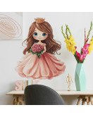 Self-adhesive Lovely Cartoon Pink Princess Vinyl Waterproof Nursery Decor Wall Stickers For Girls - Model Fun-e288
