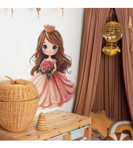 Self-adhesive Lovely Cartoon Pink Princess Vinyl Waterproof Nursery Decor Wall Stickers For Girls - Model Fun-e288