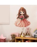 Self-adhesive Lovely Cartoon Pink Princess Vinyl Waterproof Nursery Decor Wall Stickers For Girls - Model Fun-e288