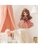 Self-adhesive Lovely Cartoon Pink Princess Vinyl Waterproof Nursery Decor Wall Stickers For Girls - Model Fun-e288