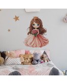 Self-adhesive Lovely Cartoon Pink Princess Vinyl Waterproof Nursery Decor Wall Stickers For Girls - Model Fun-e288