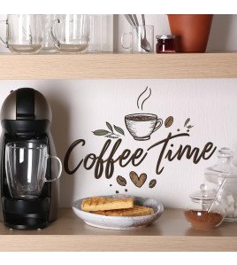 Design 'coffee Time' Coffee Cup Wall Stickers Waterproof Vinyl Kitchen Coffee Shop Wall Stickers - Model Fun-f897