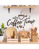 Design 'coffee Time' Coffee Cup Wall Stickers Waterproof Vinyl Kitchen Coffee Shop Wall Stickers - Model Fun-f897