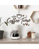 Design 'coffee Time' Coffee Cup Wall Stickers Waterproof Vinyl Kitchen Coffee Shop Wall Stickers - Model Fun-f897