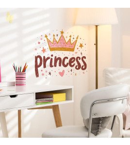 Home Decoration Pink Princess Crown Wall Stickers Self-adhesive Bedroom Wall Stickers For Baby Girl - Model Fun-f940