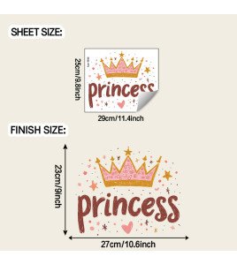 Home Decoration Pink Princess Crown Wall Stickers Self-adhesive Bedroom Wall Stickers For Baby Girl - Model Fun-f940