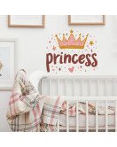Home Decoration Pink Princess Crown Wall Stickers Self-adhesive Bedroom Wall Stickers For Baby Girl - Model Fun-f940