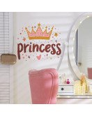 Home Decoration Pink Princess Crown Wall Stickers Self-adhesive Bedroom Wall Stickers For Baby Girl - Model Fun-f940