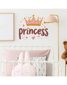 Home Decoration Pink Princess Crown Wall Stickers Self-adhesive Bedroom Wall Stickers For Baby Girl - Model Fun-f940