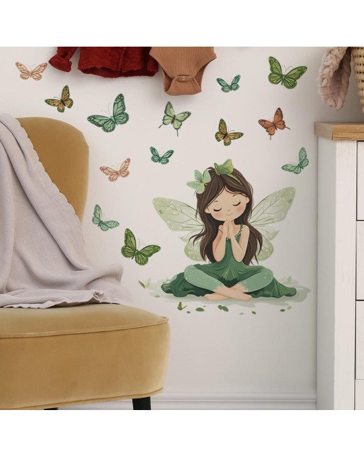Home Decoration Self-adhesive Fairy With Butterfly Stickers For Girl Room Wall - Model Fun-e139