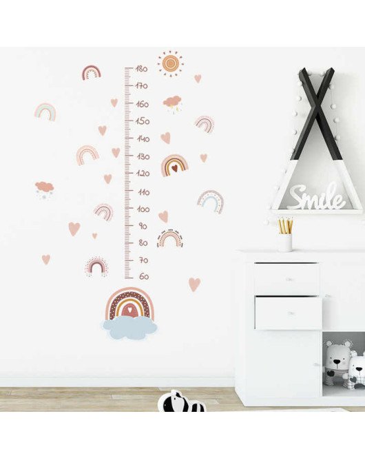 Kids Room Decoration Cute Rainbow 3D Height Chart Wall Stickers Wall Decals