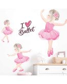 Self Adhesive Waterproof Hot-Selling Ballet Dancing Girl Wall Decoration Stickers Decals For Nursery Baby Kids Room