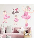 Self Adhesive Waterproof Hot-Selling Ballet Dancing Girl Wall Decoration Stickers Decals For Nursery Baby Kids Room