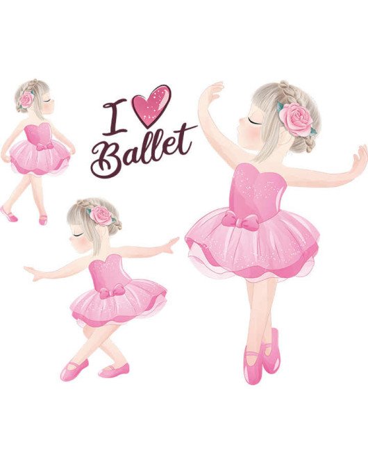 Self Adhesive Waterproof Hot-Selling Ballet Dancing Girl Wall Decoration Stickers Decals For Nursery Baby Kids Room