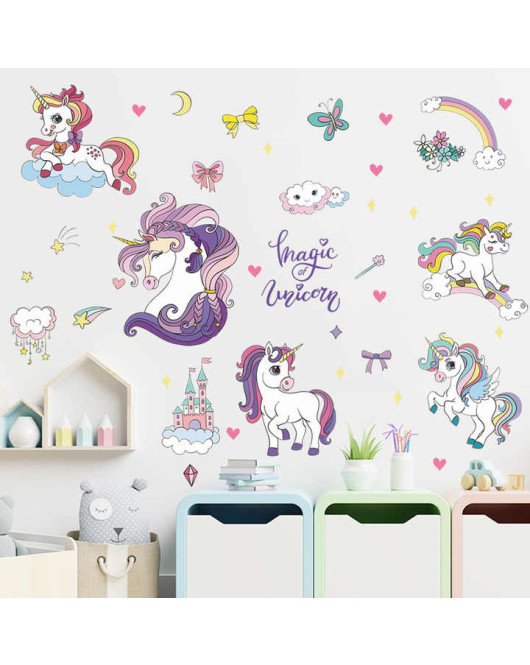 Kids Room Decoration 3d Vinyl Unicorn Wall Decal