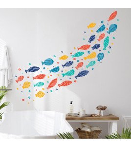Home Decoration Self-adhesive Cartoon 3d Fish Washroom Wall Stickers Waterproof - Model Fx-d358