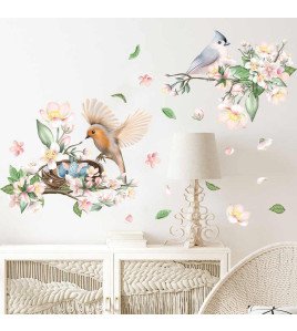 Home Decor Wallpaper Flower Wall Art 3D Bird Cage And Egg Sticker