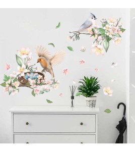 Home Decor Wallpaper Flower Wall Art 3D Bird Cage And Egg Sticker
