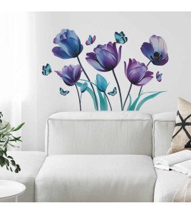 Living Room Self Adhesive Vinyl 3D Flower Wall Stickers