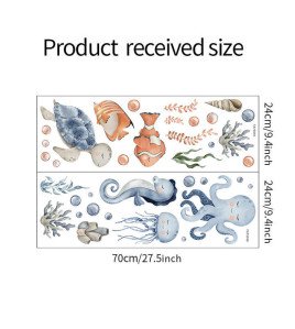Self Adhesive Bathroom Removable Cartoon Underwater Animal Wall Sticker Baby