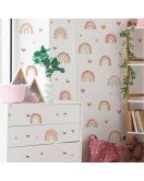 Baby Nursery Room Decoration Boho Heart Wall Stickers For Kids Rainbow - Model Hy-b093