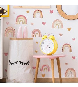 Baby Nursery Room Decoration Boho Heart Wall Stickers For Kids Rainbow - Model Hy-b093