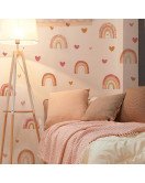 Baby Nursery Room Decoration Boho Heart Wall Stickers For Kids Rainbow - Model Hy-b093
