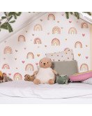Baby Nursery Room Decoration Boho Heart Wall Stickers For Kids Rainbow - Model Hy-b093