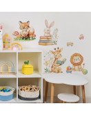 Baby Nursery Bedroom Decoration Cartoon Animal Reading Wall Collage Stickers - Model Hy-d016
