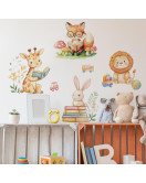 Baby Nursery Bedroom Decoration Cartoon Animal Reading Wall Collage Stickers - Model Hy-d016