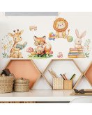 Baby Nursery Bedroom Decoration Cartoon Animal Reading Wall Collage Stickers - Model Hy-d016