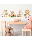 Baby Nursery Bedroom Decoration Cartoon Animal Reading Wall Collage Stickers - Model Hy-d016