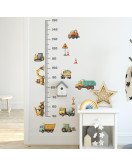 Kids' Room Decoration Cartoon Excavator Wall Sticker Height Ruler - Model Hy-d048