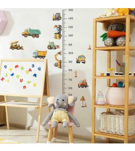 Kids' Room Decoration Cartoon Excavator Wall Sticker Height Ruler - Model Hy-d048