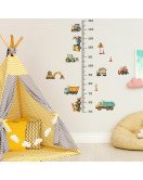 Kids' Room Decoration Cartoon Excavator Wall Sticker Height Ruler - Model Hy-d048