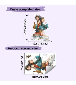 Cool Girls Airplane Home Decoration Self-adhesive Waterproof Cartoon Vinyl Wall Stickers Kids' Room For Girls - Model Hy-e261