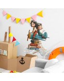 Cool Girls Airplane Home Decoration Self-adhesive Waterproof Cartoon Vinyl Wall Stickers Kids' Room For Girls - Model Hy-e261