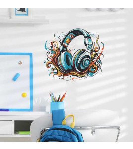 Boy Room Decoration Cartoon 3d Headphone Wall Stickers Music Photos