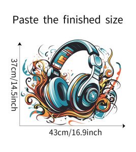 Boy Room Decoration Cartoon 3d Headphone Wall Stickers Music Photos