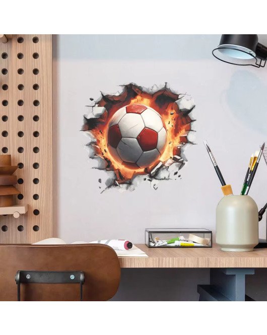 3d Football Self-adhesive Removable Waterproof Bedroom Bathroom Wall Stickers - Model Fun-f937