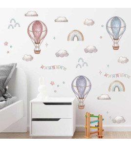 Baby Room Cute Cartoon Rainbow Cloud And Star Wall Stickers For Balloons